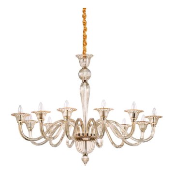 Ideal Lux - Lustr na řetězu BRIGITTA 12xE14/40W/230V pr. 120 cm mosaz