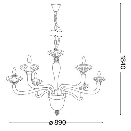 Ideal Lux - Lustr na řetězu BRIGITTA 8xE14/40W/230V pr. 89 cm mosaz