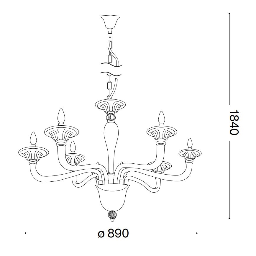 Ideal Lux - Lustr na řetězu BRIGITTA 8xE14/40W/230V pr. 89 cm mosaz