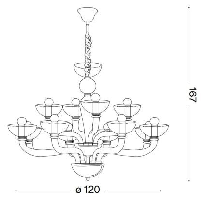 Ideal Lux - Lustr na řetězu CASANOVA 16xE14/40W/230V pr. 120 cm šedá