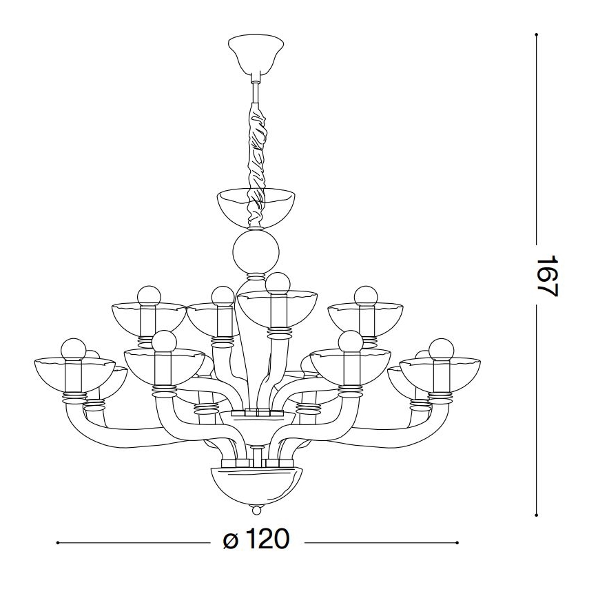 Ideal Lux - Lustr na řetězu CASANOVA 16xE14/40W/230V pr. 120 cm šedá