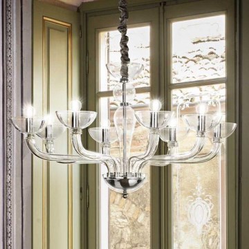 Ideal Lux - Lustr na řetězu CASANOVA 8xE14/40W/230V pr. 88 cm čirá