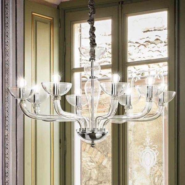 Ideal Lux - Lustr na řetězu CASANOVA 8xE14/40W/230V pr. 88 cm čirá