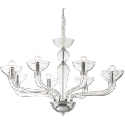 Ideal Lux - Lustr na řetězu CASANOVA 8xE14/40W/230V pr. 88 cm čirá