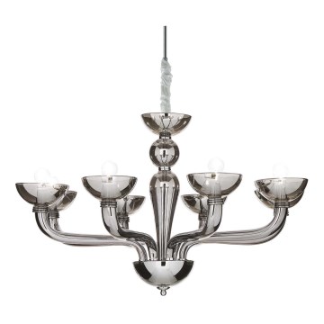 Ideal Lux - Lustr na řetězu CASANOVA 8xE14/40W/230V pr. 88 cm šedá