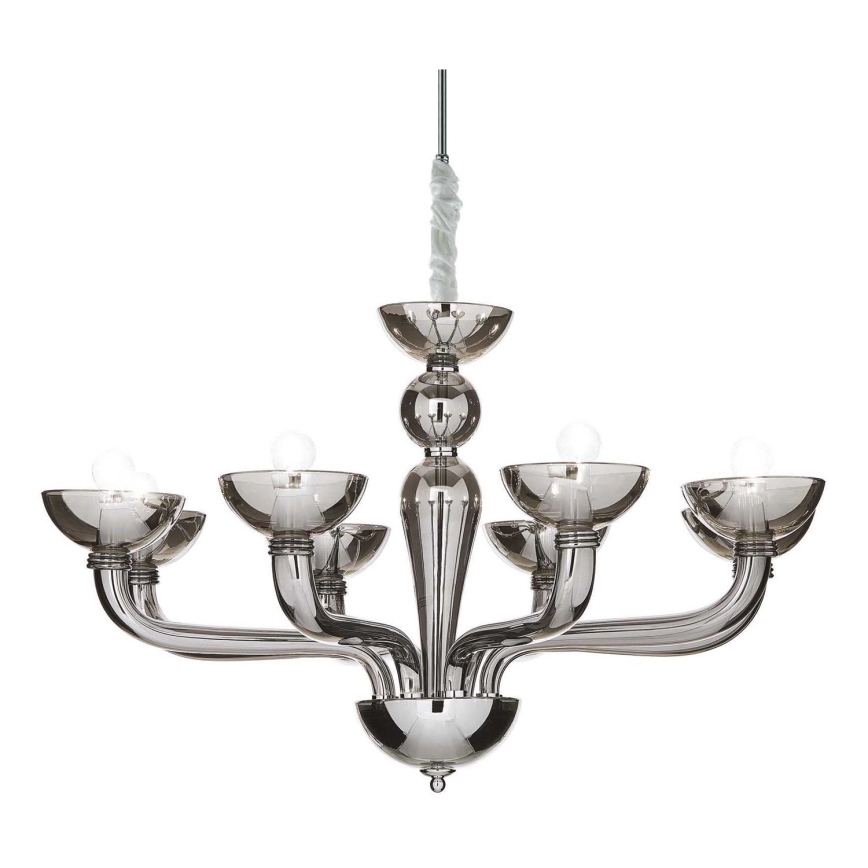 Ideal Lux - Lustr na řetězu CASANOVA 8xE14/40W/230V pr. 88 cm šedá