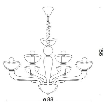 Ideal Lux - Lustr na řetězu CASANOVA 8xE14/40W/230V pr. 88 cm šedá