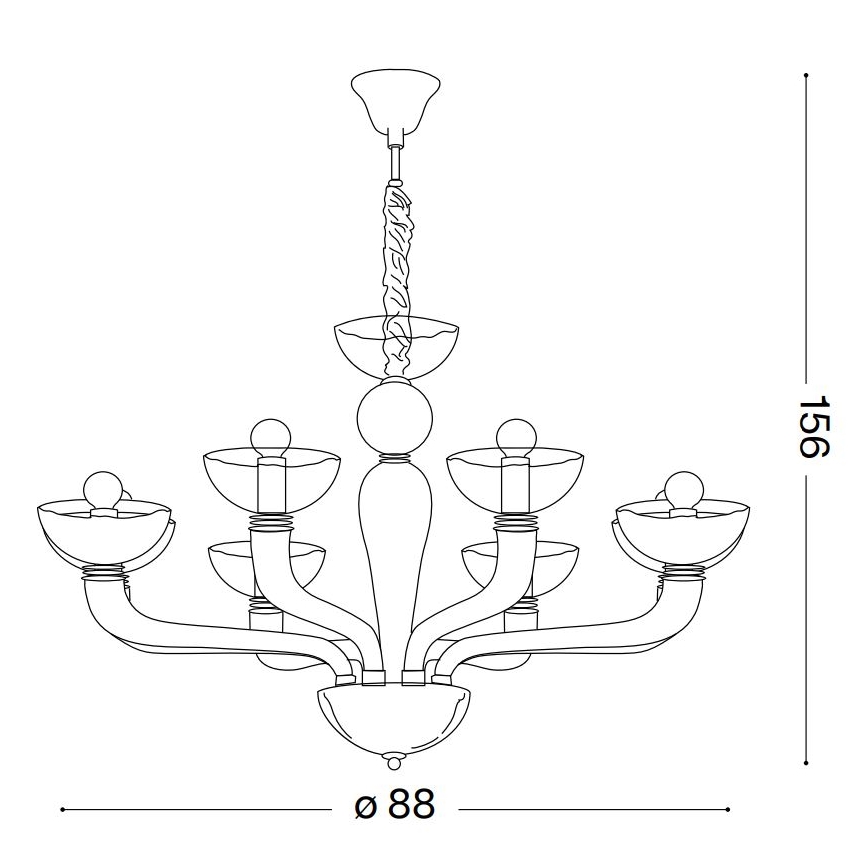 Ideal Lux - Lustr na řetězu CASANOVA 8xE14/40W/230V pr. 88 cm šedá