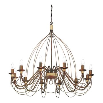 Ideal Lux - Lustr na řetězu CORTE 12xE14/40W/230V pr. 95 cm měď