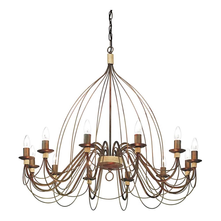 Ideal Lux - Lustr na řetězu CORTE 12xE14/40W/230V pr. 95 cm měď