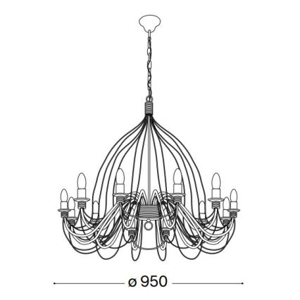 Ideal Lux - Lustr na řetězu CORTE 12xE14/40W/230V pr. 95 cm měď