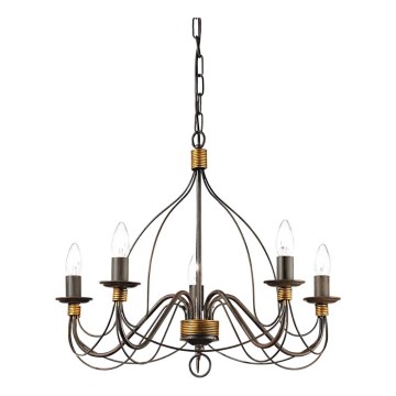 Ideal Lux - Lustr na řetězu CORTE 5xE14/40W/230V pr. 54 cm měď