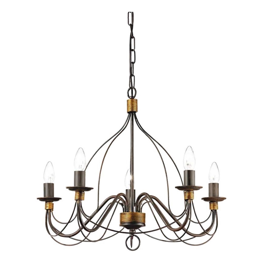 Ideal Lux - Lustr na řetězu CORTE 5xE14/40W/230V pr. 54 cm měď