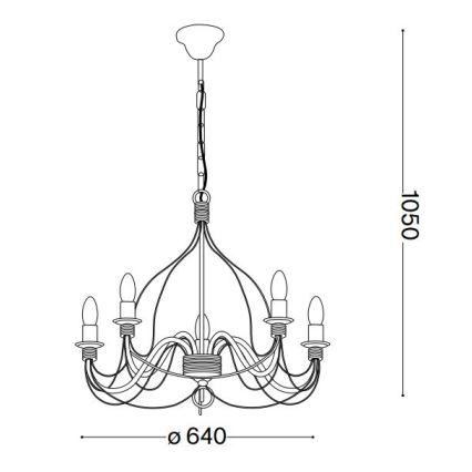 Ideal Lux - Lustr na řetězu CORTE 5xE14/40W/230V pr. 54 cm měď