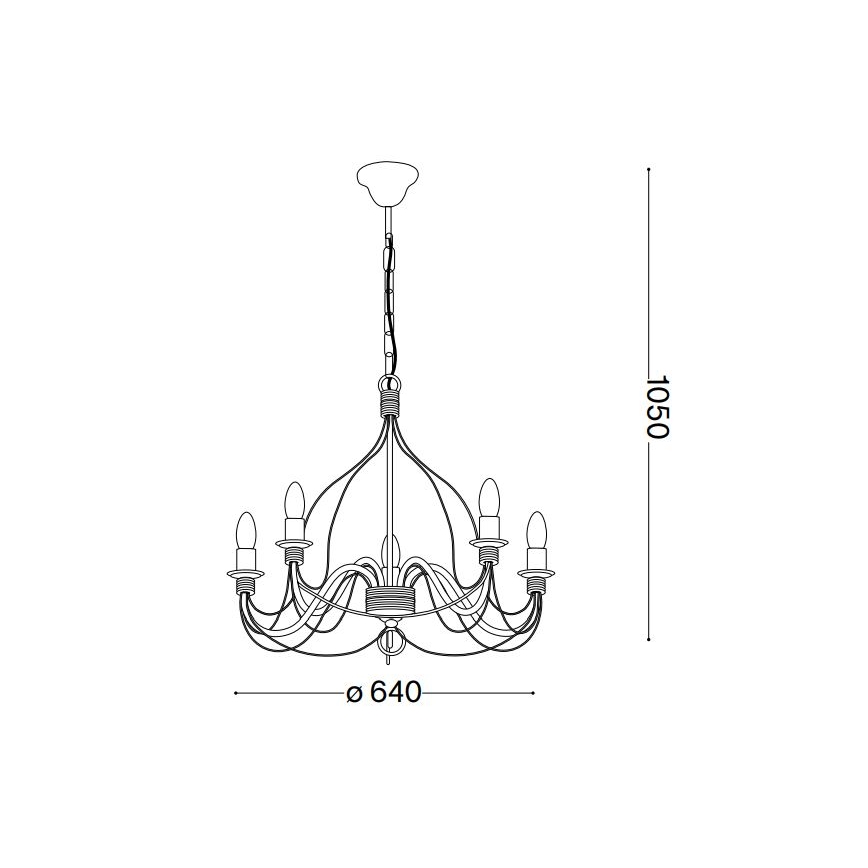 Ideal Lux - Lustr na řetězu CORTE 5xE14/40W/230V pr. 54 cm měď