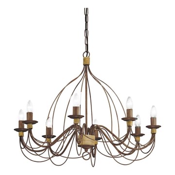 Ideal Lux - Lustr na řetězu CORTE 8xE14/40W/230V pr. 80 cm měď