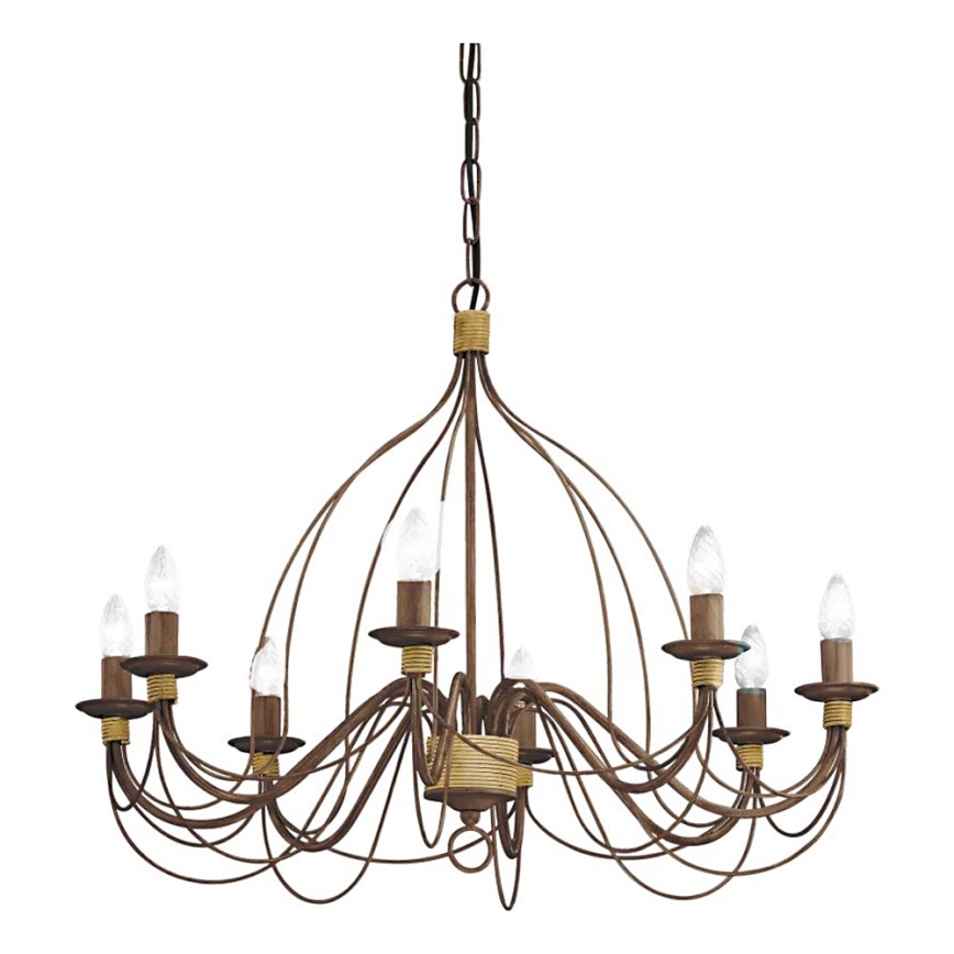 Ideal Lux - Lustr na řetězu CORTE 8xE14/40W/230V pr. 80 cm měď