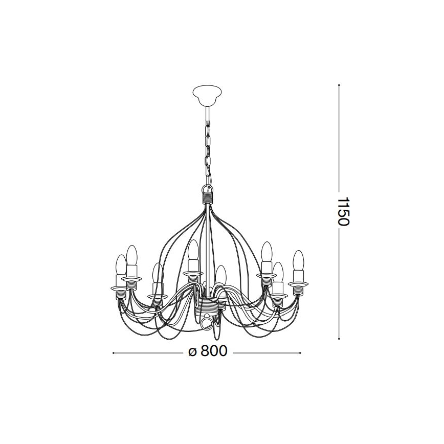 Ideal Lux - Lustr na řetězu CORTE 8xE14/40W/230V pr. 80 cm měď