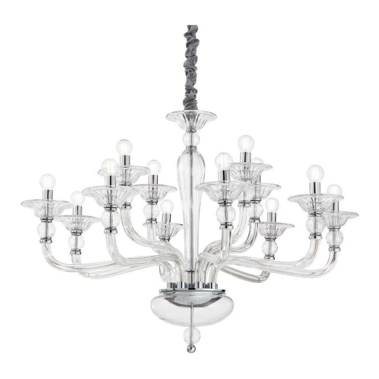 Ideal Lux - Lustr na řetězu DANIELI 12xE14/40W/230V pr. 94 cm čirá