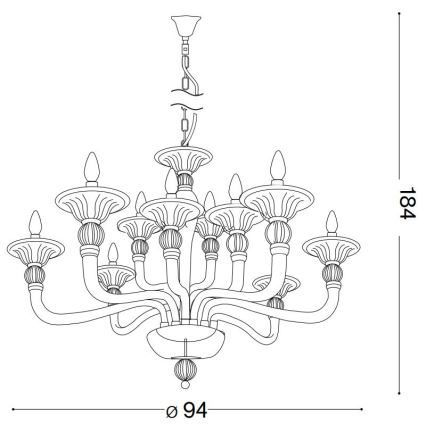 Ideal Lux - Lustr na řetězu DANIELI 12xE14/40W/230V pr. 94 cm čirá