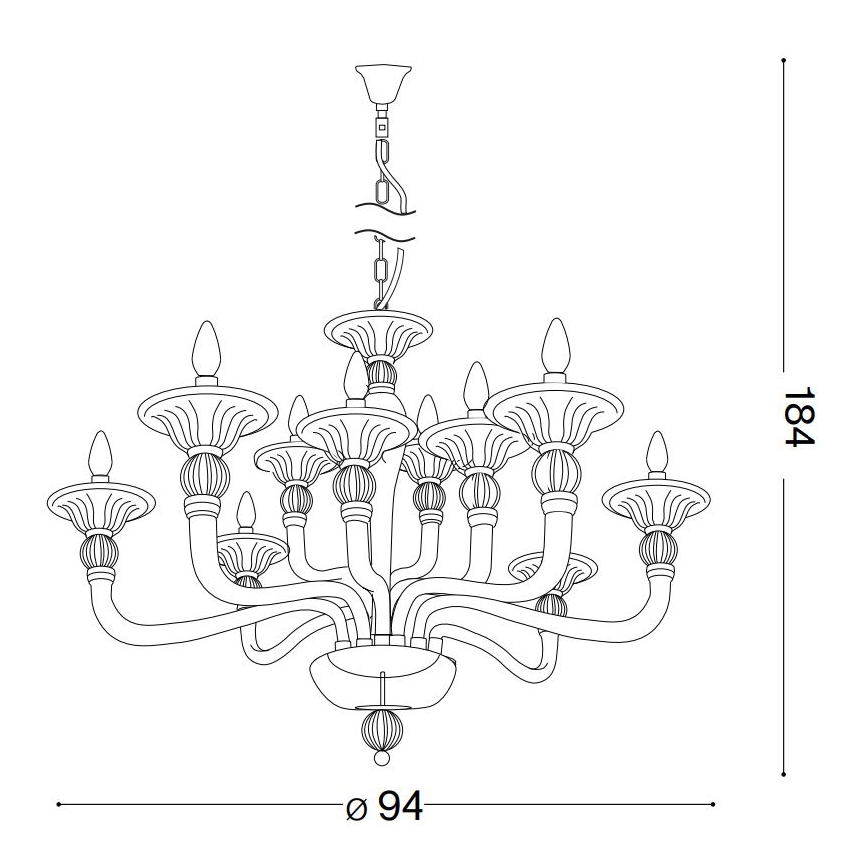 Ideal Lux - Lustr na řetězu DANIELI 12xE14/40W/230V pr. 94 cm čirá