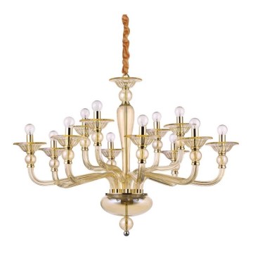Ideal Lux - Lustr na řetězu DANIELI 12xE14/40W/230V pr. 94 cm mosaz
