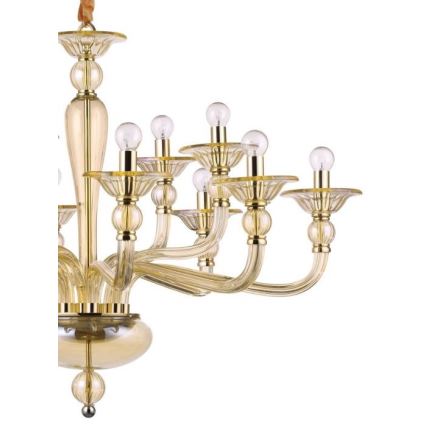 Ideal Lux - Lustr na řetězu DANIELI 12xE14/40W/230V pr. 94 cm mosaz