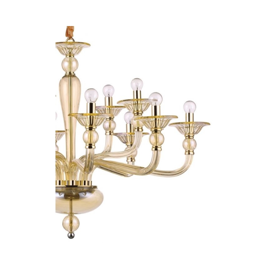 Ideal Lux - Lustr na řetězu DANIELI 12xE14/40W/230V pr. 94 cm mosaz