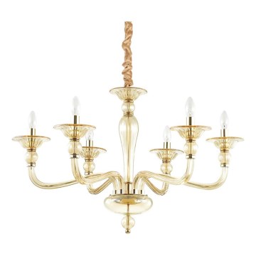 Ideal Lux - Lustr na řetězu DANIELI 6xE14/40W/230V pr. 85 cm mosaz