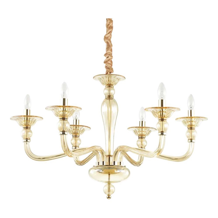Ideal Lux - Lustr na řetězu DANIELI 6xE14/40W/230V pr. 85 cm mosaz