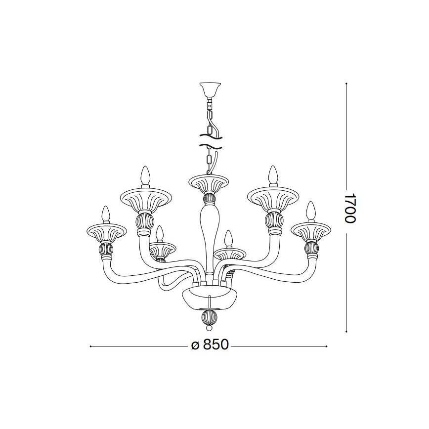 Ideal Lux - Lustr na řetězu DANIELI 6xE14/40W/230V pr. 85 cm mosaz