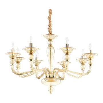 Ideal Lux - Lustr na řetězu DANIELI 8xE14/40W/230V pr. 85 cm mosaz