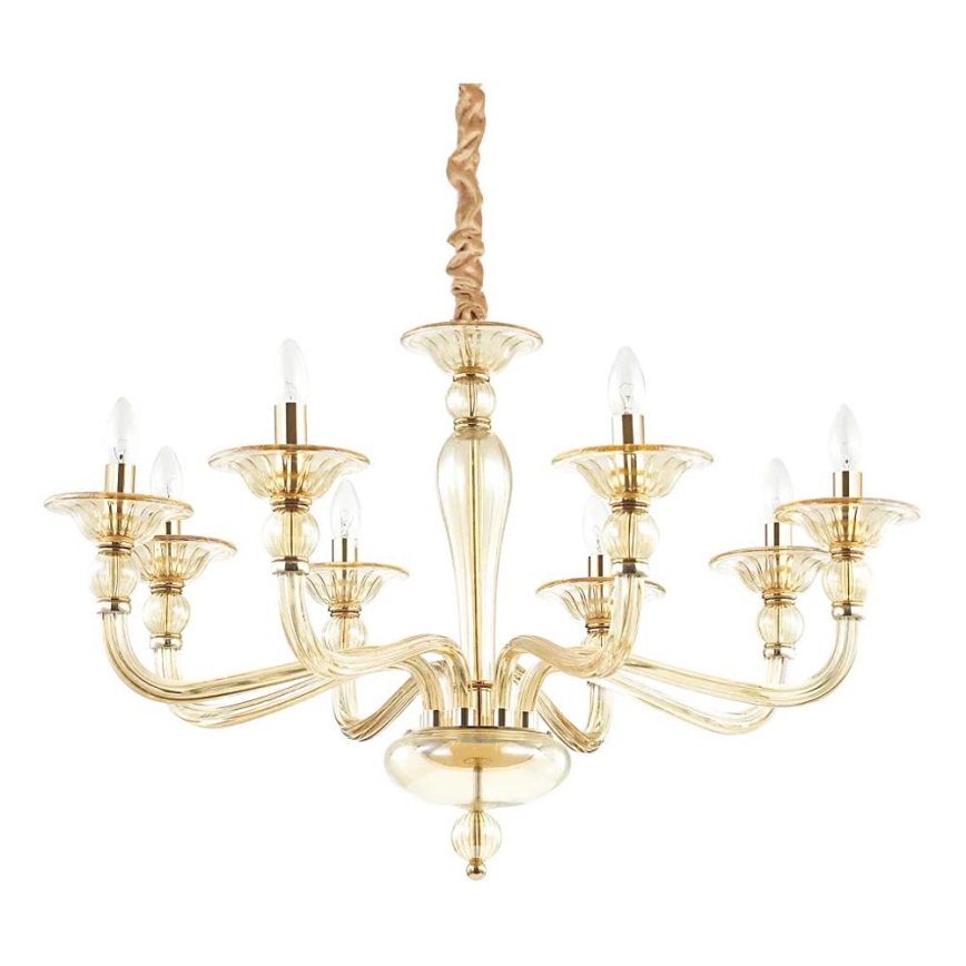 Ideal Lux - Lustr na řetězu DANIELI 8xE14/40W/230V pr. 85 cm mosaz