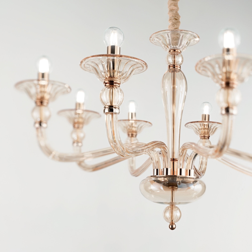 Ideal Lux - Lustr na řetězu DANIELI 8xE14/40W/230V pr. 85 cm mosaz