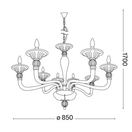 Ideal Lux - Lustr na řetězu DANIELI 8xE14/40W/230V pr. 85 cm mosaz