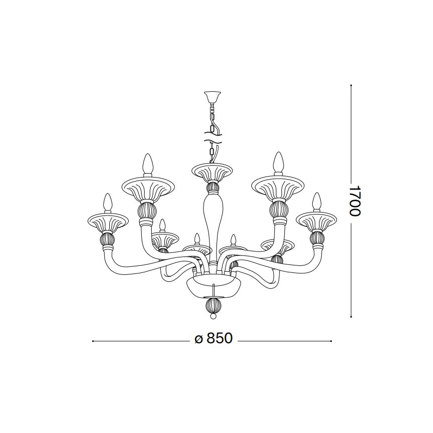 Ideal Lux - Lustr na řetězu DANIELI 8xE14/40W/230V pr. 85 cm mosaz