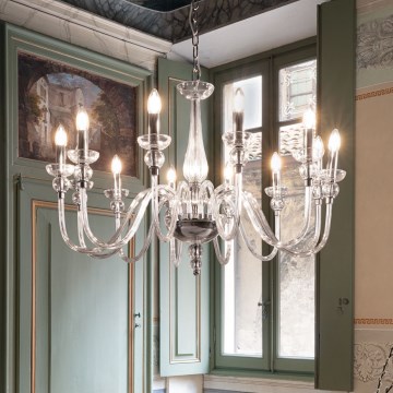 Ideal Lux - Lustr na řetězu DOGE 12xE14/40W/230V pr. 91 cm lesklý chrom