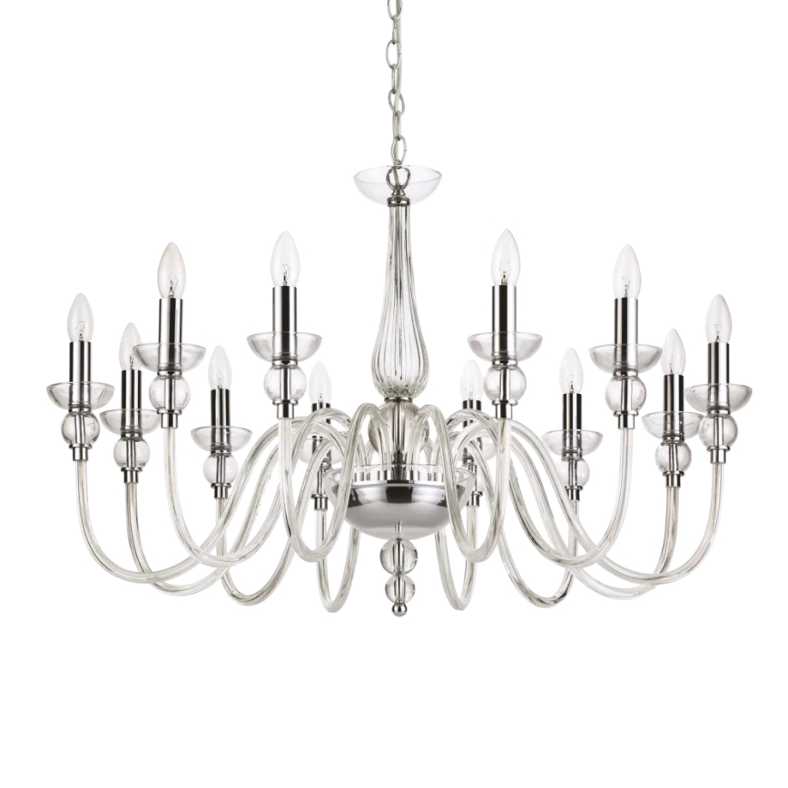 Ideal Lux - Lustr na řetězu DOGE 12xE14/40W/230V pr. 91 cm lesklý chrom