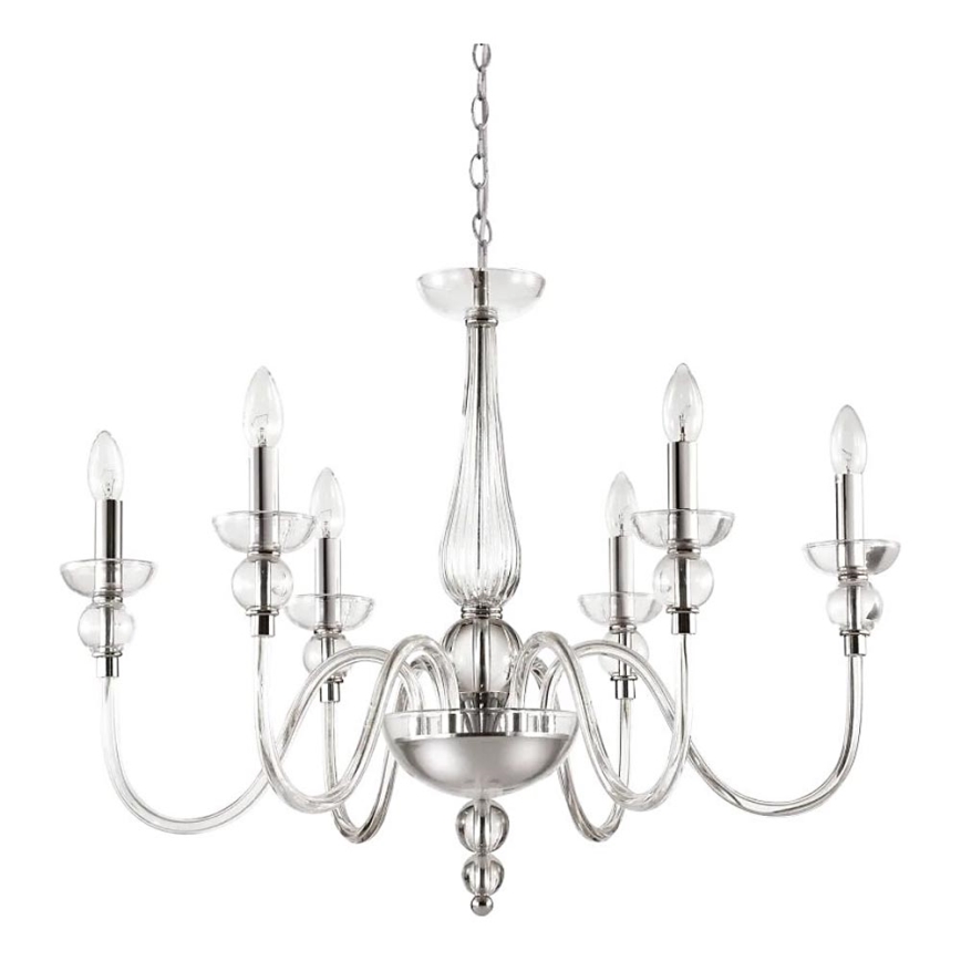 Ideal Lux - Lustr na řetězu DOGE 6xE14/40W/230V pr. 75 cm lesklý chrom
