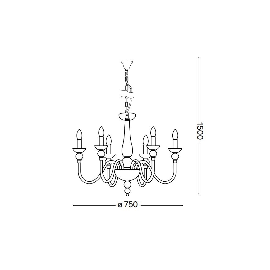 Ideal Lux - Lustr na řetězu DOGE 6xE14/40W/230V pr. 75 cm lesklý chrom