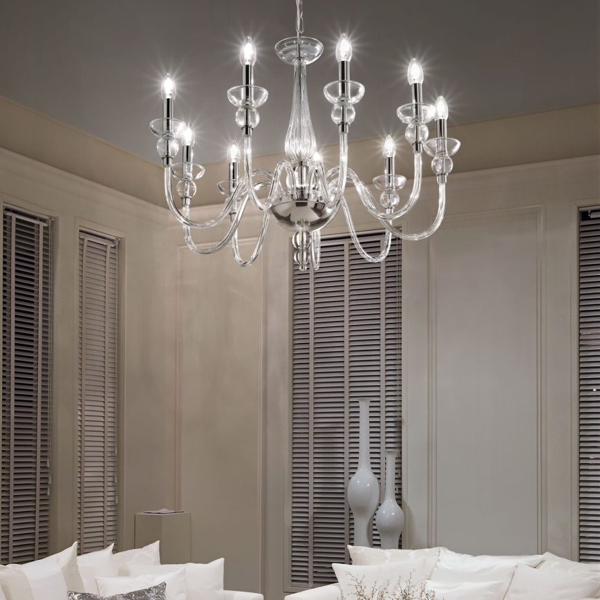 Ideal Lux - Lustr na řetězu DOGE 9xE14/40W/230V pr. 75 cm lesklý chrom