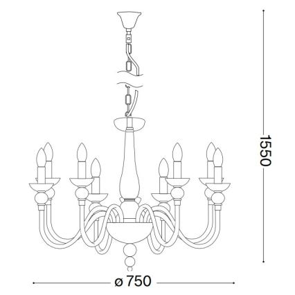 Ideal Lux - Lustr na řetězu DOGE 9xE14/40W/230V pr. 75 cm lesklý chrom