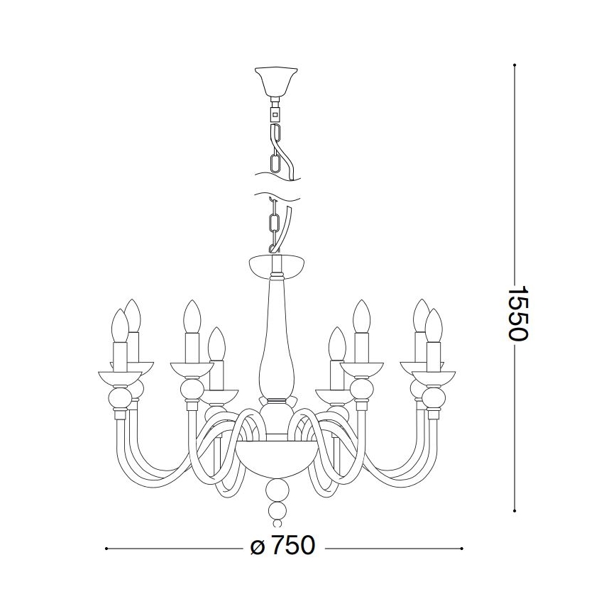 Ideal Lux - Lustr na řetězu DOGE 9xE14/40W/230V pr. 75 cm lesklý chrom