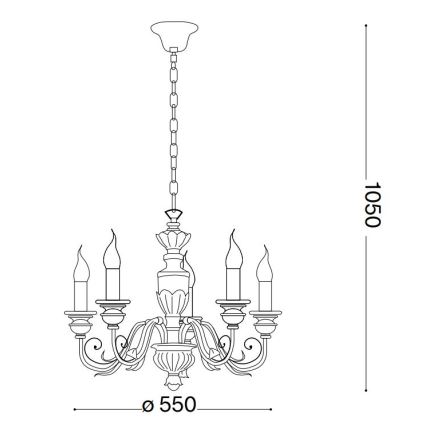 Ideal Lux - Lustr na řetězu FIRENZE 5xE14/40W/230V pr. 55 cm bílá/zlatá