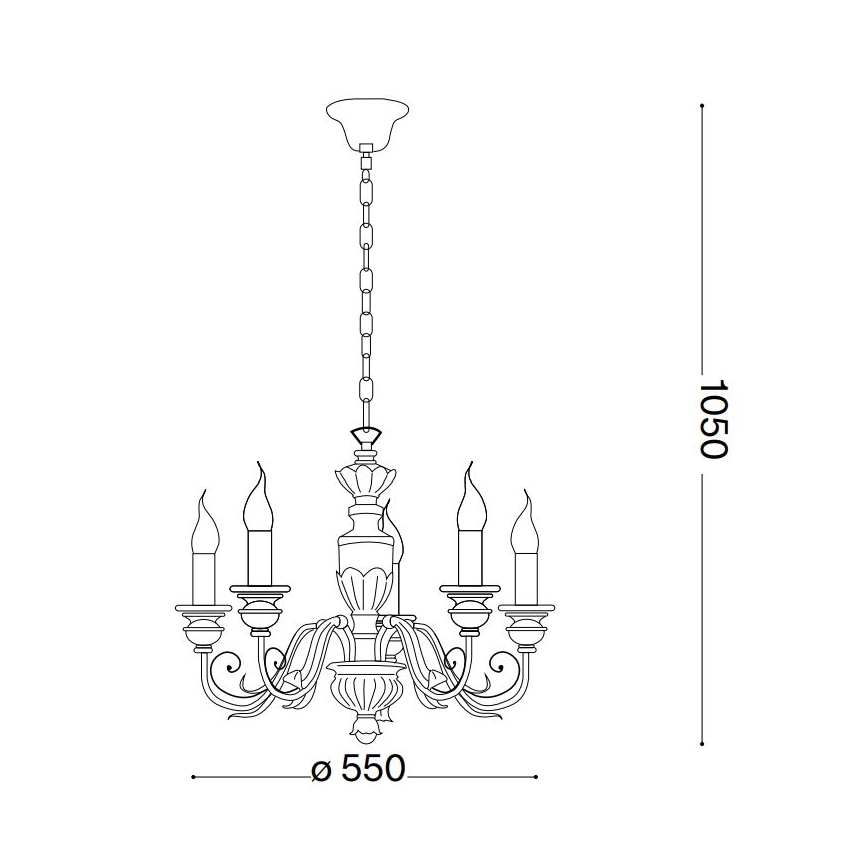 Ideal Lux - Lustr na řetězu FIRENZE 5xE14/40W/230V pr. 55 cm bílá/zlatá