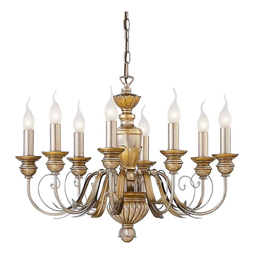 Ideal Lux - Lustr na řetězu FIRENZE 8xE14/40W/230V pr. 64 cm zlatá