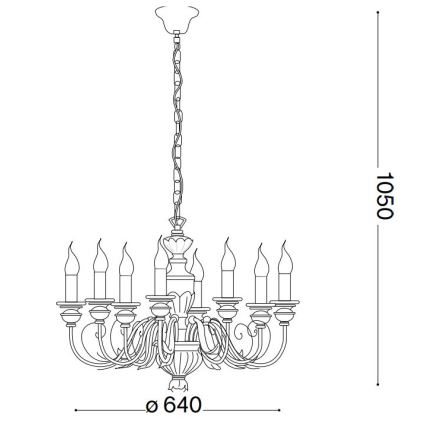 Ideal Lux - Lustr na řetězu FIRENZE 8xE14/40W/230V pr. 64 cm zlatá