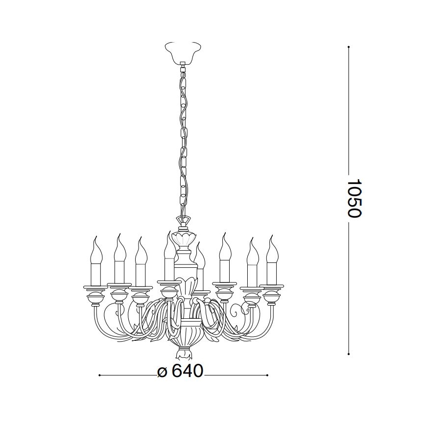 Ideal Lux - Lustr na řetězu FIRENZE 8xE14/40W/230V pr. 64 cm zlatá