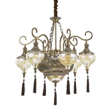 Ideal Lux - Lustr na řetězu HAREM 9xE27/60W/230V pr. 75 cm mosaz
