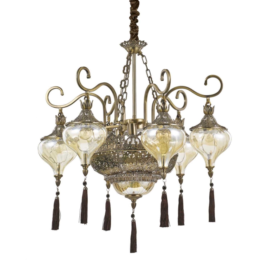 Ideal Lux - Lustr na řetězu HAREM 9xE27/60W/230V pr. 75 cm mosaz